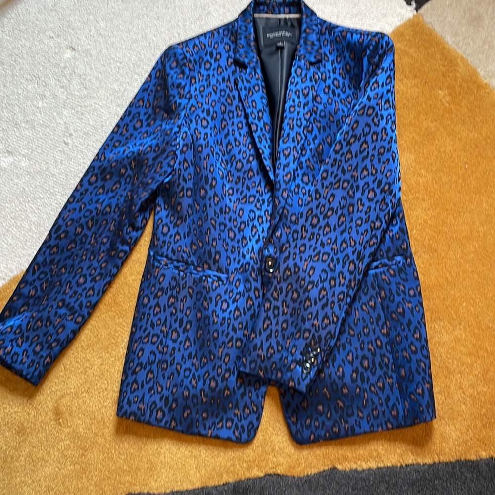 Leopard Print Satin Blazer NWOT